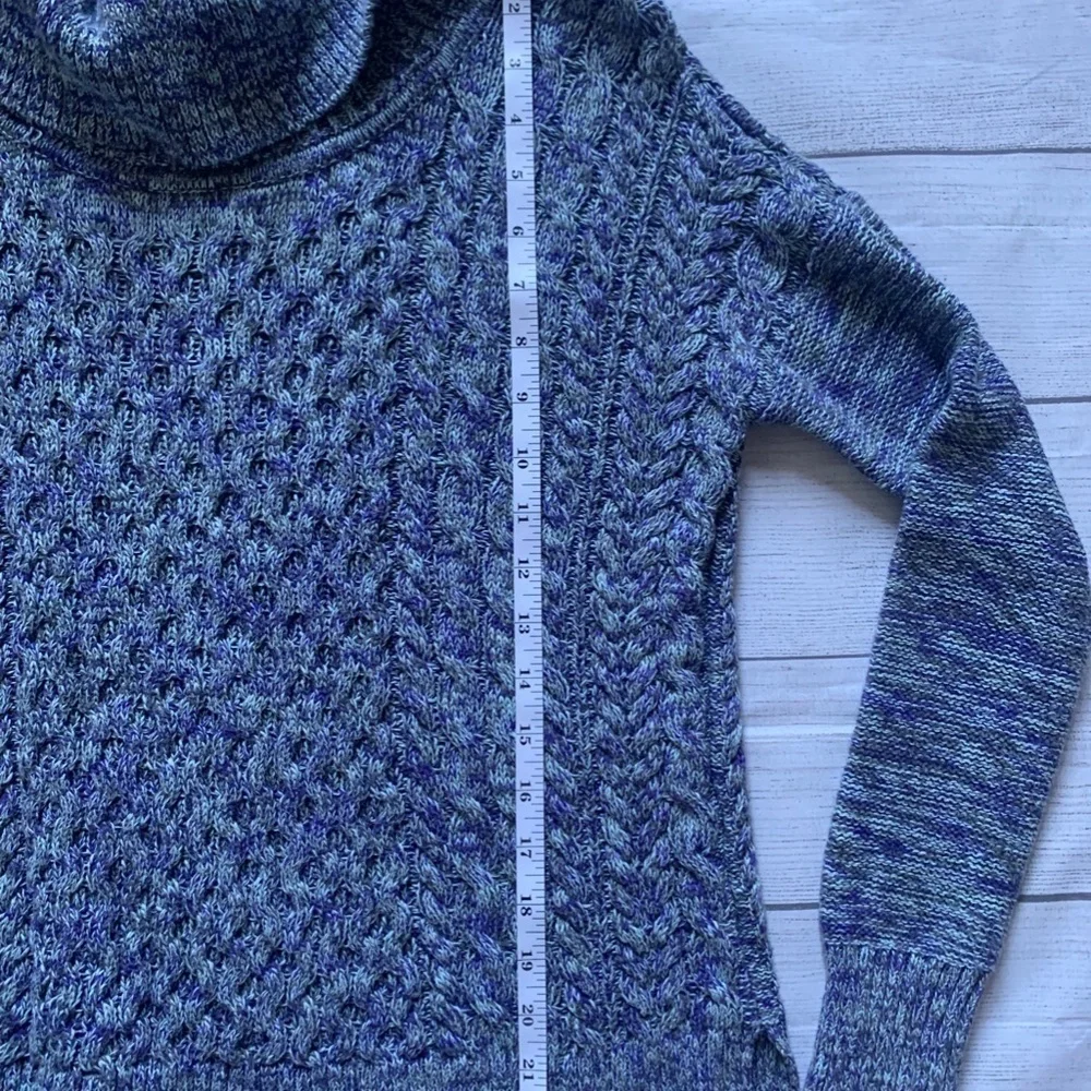 American Eagle Outfitters Heather Blue Knit Cowl Neck Sweater in M